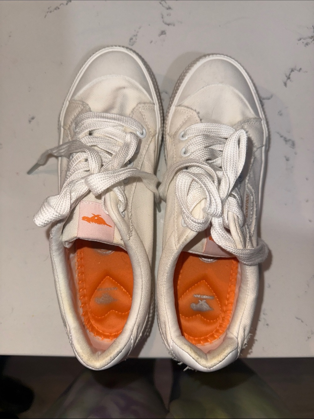 Rocket Dog White Canvas Kids Sneakers with Orange Insole